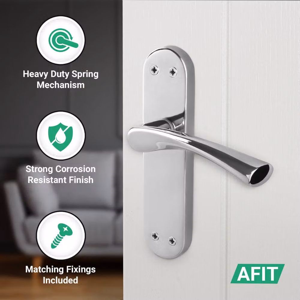 AFIT Chrome Twist Handle Latch Hinges Set with Novi Backplate, Metallic Silver, 5 Pairs, 15 x 15 cm – 2