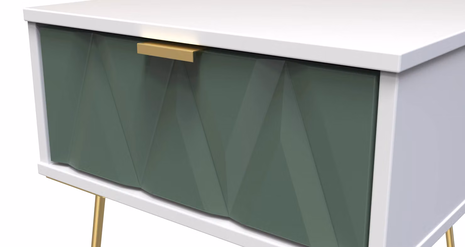 Ready Assembled 2 U Dallas 1 Drawer Bedside Table in Green and Gold – 3