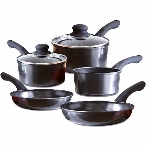 Cermalon 5-Piece Black Carbon Steel Cookware Set with Non-Stick Ceramic Coating – 3