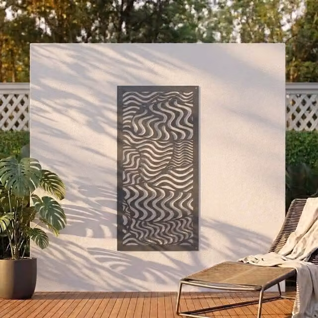 Laser Hut Uley Screen Abstract Metal Wall Art in Anthracite Grey and Black