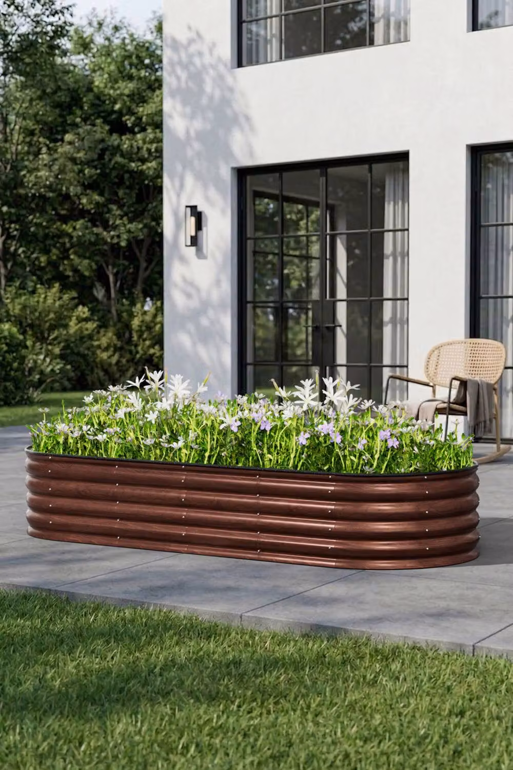 Garden Sanctuary Oval-Shaped Galvanised Steel Raised Garden Bed in Brown, W/D/H: 80 x 42 x 80 cm – 2