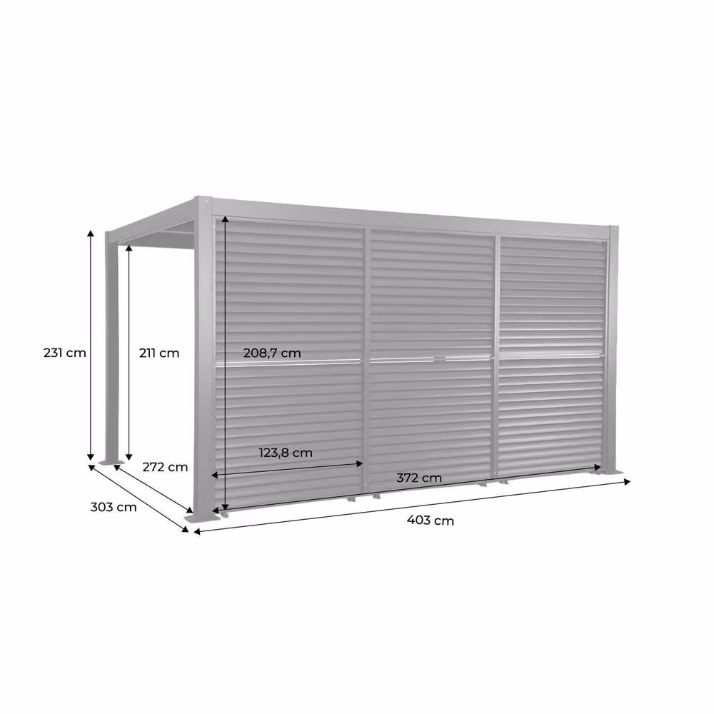 Sweekeek Louvered Pergola in Dark Grey with 3 Adjustable Slat Louver Panels, W: 400 cm, D: 300 cm, H: 231 cm – 3
