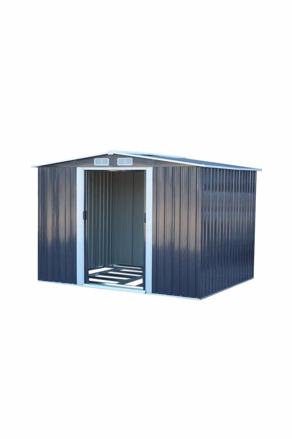 Garden Sanctuary Modern Black Steel Outdoor Garden Tool Storage Shed, W/D/H: 257 x 154 x 178 cm – 2