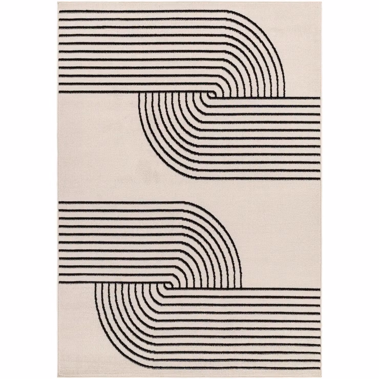 Livabliss Pisa Modern Geometric Rug in Beige, White and Black, W: 200 cm, D: 275 cm – 2