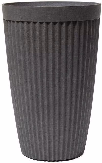 Primrose Tall Round Grey Ribbed Textured Planter Plant Pot, Height: 60 cm