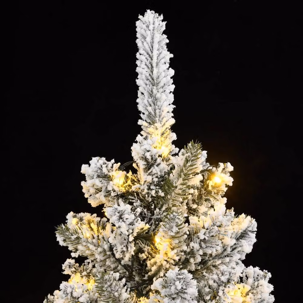 Berkfield Home Artificial Flocked Snow Christmas Tree with 150 LEDs, Green, Height: 150 cm – 4
