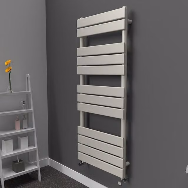 Lux Heat Flat Coloured Towel Radiator in White, W: 500 mm, H: 1200 mm