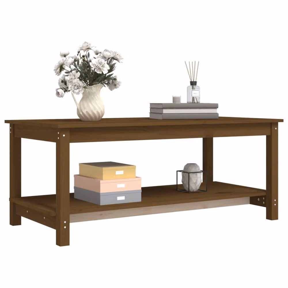 Berkfield Home Beautiful Coffee Table in Honey Brown Solid Pine Wood, W: 110 cm, D: 55 cm, H: 45 cm – 3