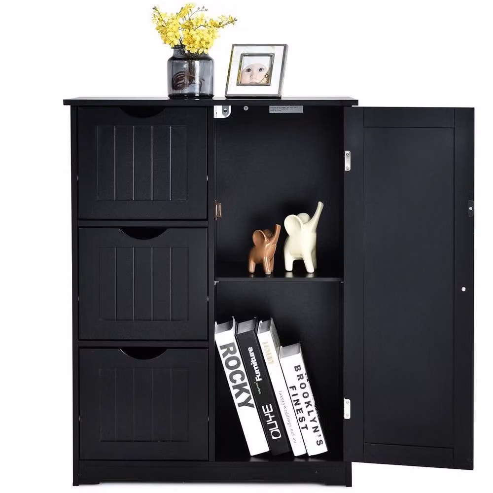 VOGREX 3-Drawer Freestanding Bathroom Storage Cabinet in Matt Black – 4