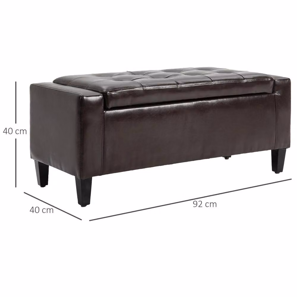 NESTLUNE PU Leather Storage Ottoman in Brown, W/D/H: 90 x 40 x 15 cm – 2