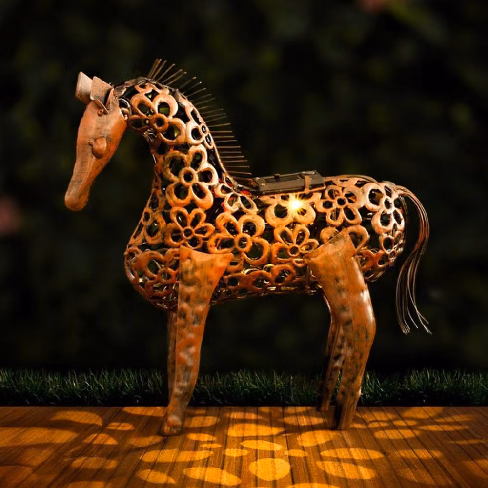 Marco Paul Bronze Effect Solar Powered Horse Outdoor Garden Ornament, Height: 30 cm – 4