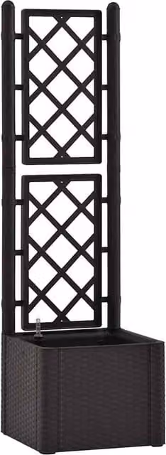 Berkfield Home Garden Anthracite Raised Bed with Trellis and Self-Watering System in Black