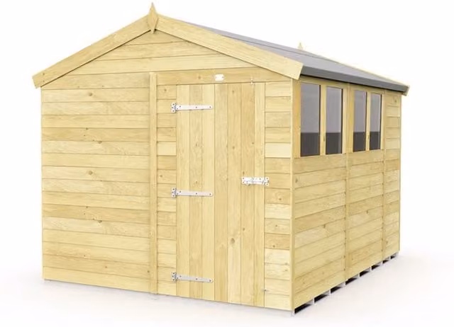 Buttercup Farm Brown Apex Wooden Shed with Single Door and Windows, W231 x D329 x H217 cm