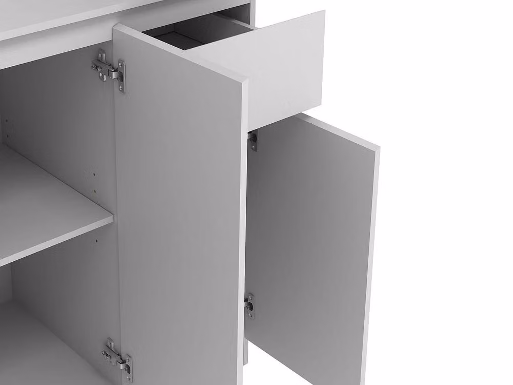 Vente-unique NIZALI Modern White Kitchen Buffet Tall Unit with 6 Doors, 1 Drawer and 5 Recesses, W/D/H: 181.4 x 39.9 x 89.6 cm – 3