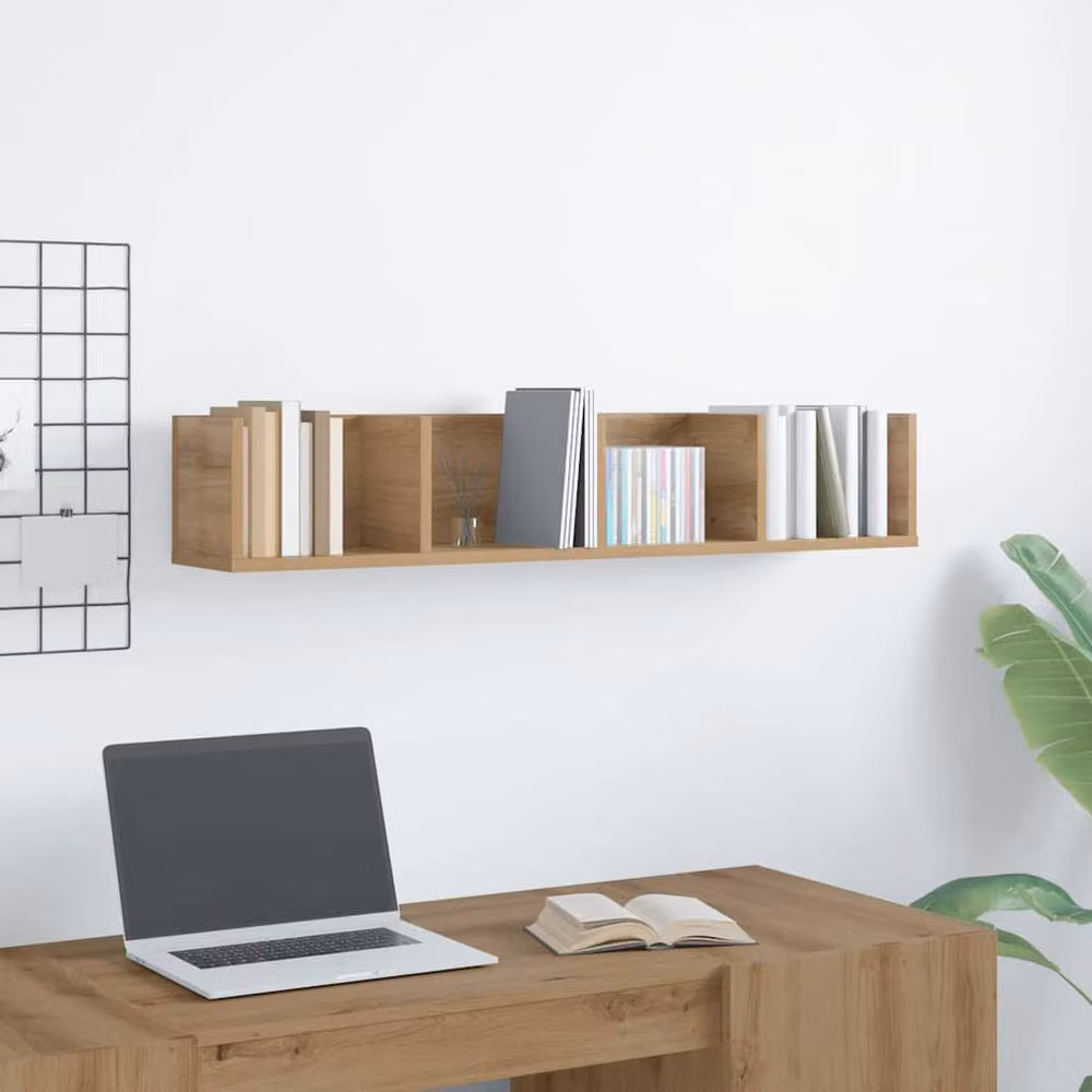 Berkfield Home Artisan Oak CD Wall Shelf, Brown, W/D/H: 100 x 18 x 18 cm – 2