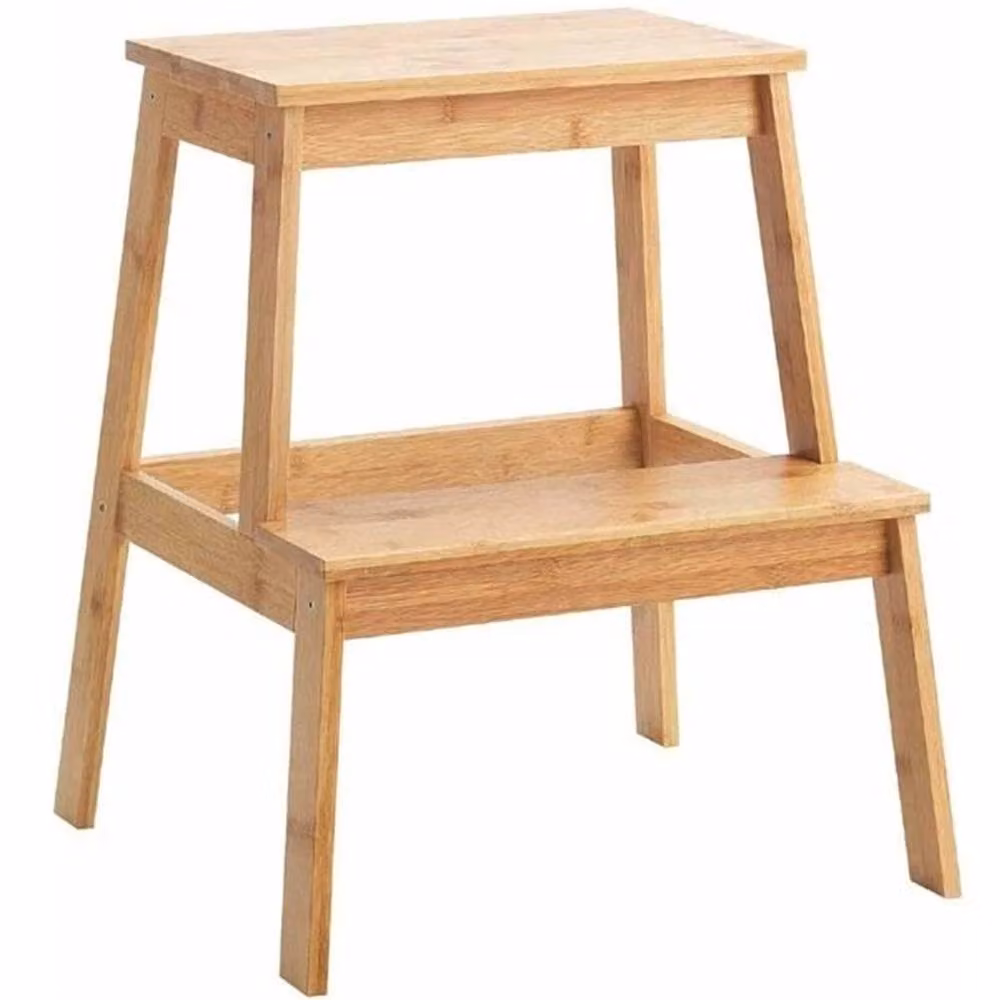 SPETLEK Bamboo Wooden Step Stool and Portable Kitchen Ladder in Natural Brown – 3