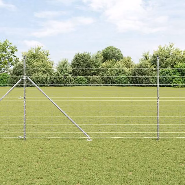 Berkfield Home Field Fence in Silver Galvanised Steel, H: 150 cm, W: 25 m