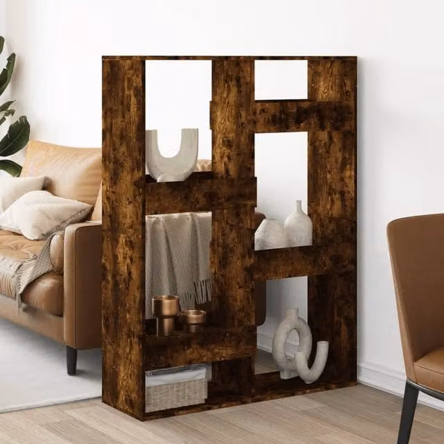 Berkfield Home Smoked Oak Room Divider in Brown, W/D/H: 100 x 33 x 135 cm