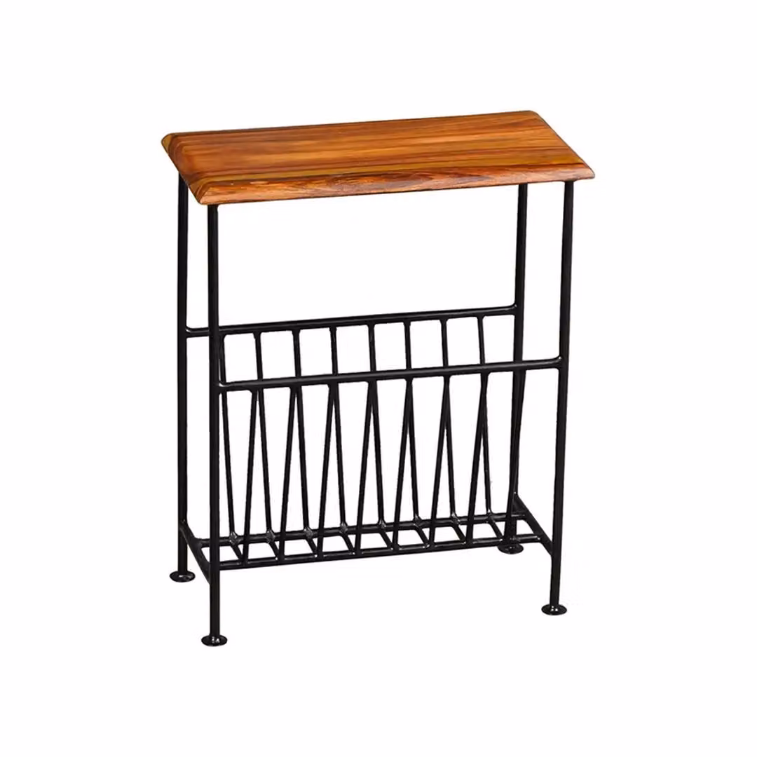 Jaipur Furniture Ltd Ganga Iron Magazine Rack in Sheesham Wood with Black Finish, W50 x D1 x H40 cm – 2