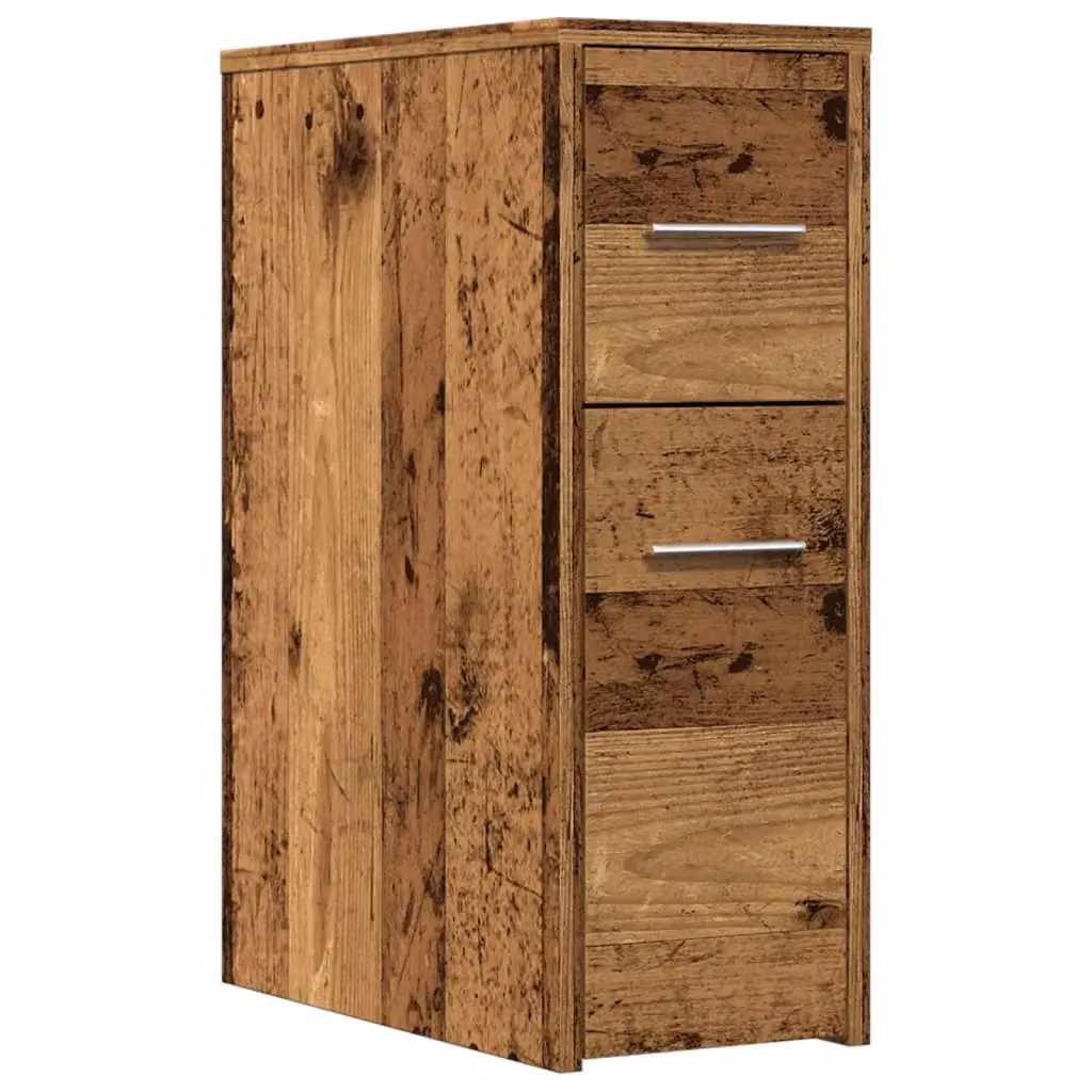 Berkfield Home Narrow Freestanding Bathroom Cupboard with Wheels in Old Wood Brown – 2