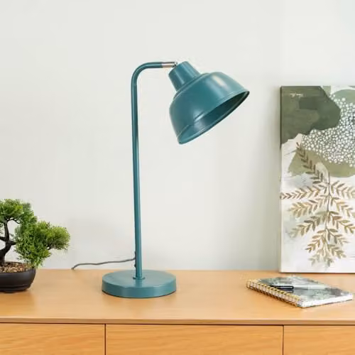 ValueLights Metal Dome Table Lamp with LED Bulb in Teal, Blue or Grey – 2
