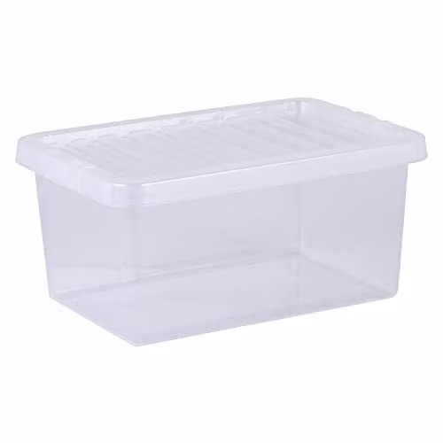 Wham Crystal Stackable Plastic Storage Boxes with Lids and Handles, 5 x 11L, Transparent – 1