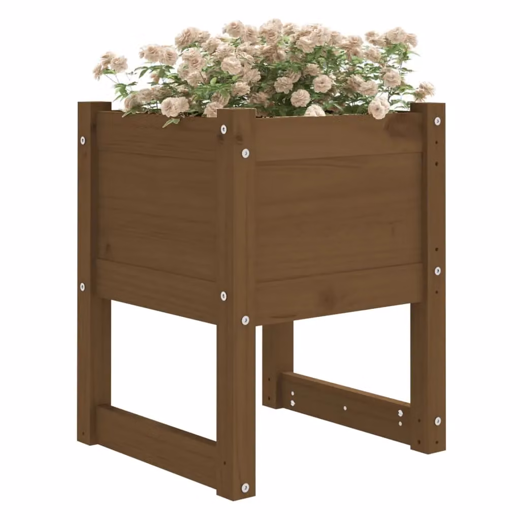 Berkfield Home Brown Solid Wood Pine Planter Tub W/D/H: 40 x 40 x 52.5 cm – 3