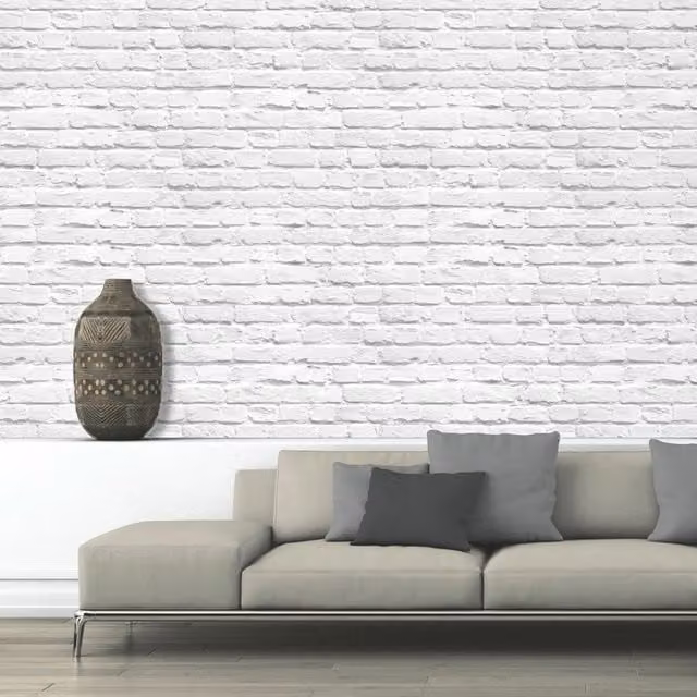 Muriva White Faux Brick Effect Wallpaper 102539