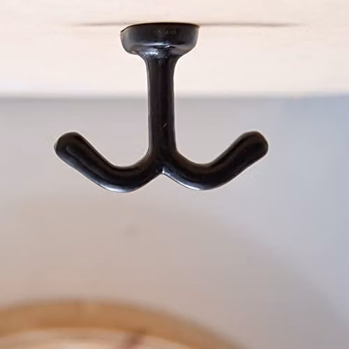 Hammer and Tongs Pack of 5 Matt Black Powder-Coated Iron Double Ceiling Hooks, W: 8.0 cm, H: 6.0 cm – 4