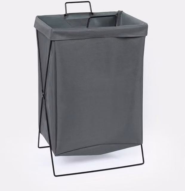 OHS Collapsible Fabric Laundry Basket with Handles, Grey