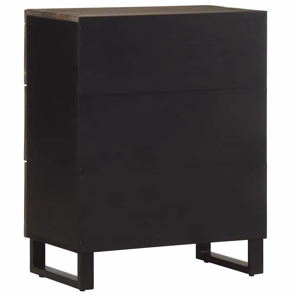 Berkfield Home Set of 2 Modern Black Mango Wood Sideboards, W/D/H: 60 x 33 x 75 cm – 3