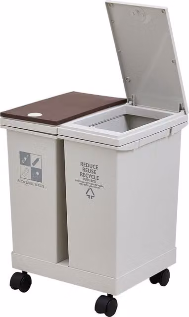 Living and Home Grey 2-Section Dry and Wet Separation Trash Bin with Flip Lids, 60/40/36/24L Capacity