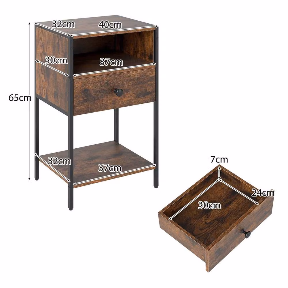 KORVIXA Brown Farmhouse Accent Table and Night Table Organizer – 2