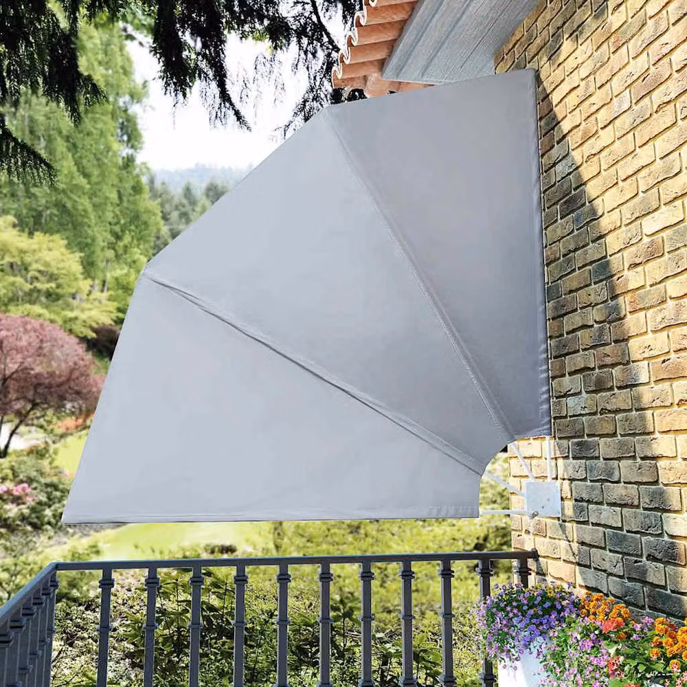 Berkfield Home Durable Collapsible Balcony Side Awning in Grey, W/D/H: 210 x 210 x 210 cm – 2