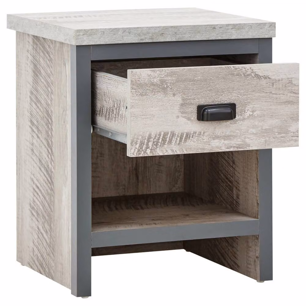 FORGEVIO Industrial Grey Lamp Table with 1 Drawer – 2