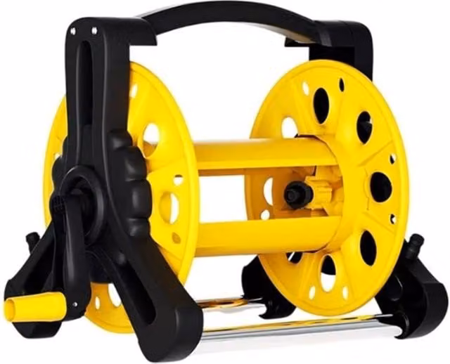 VOGREX Freestanding Garden Watering Hose Reel Winder in Yellow – 1
