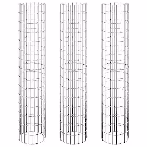 vidaXL Set of 3 Circular Galvanised Steel Gabion Raised Beds, Silver, Diameter: 30 cm, Height: 150 cm