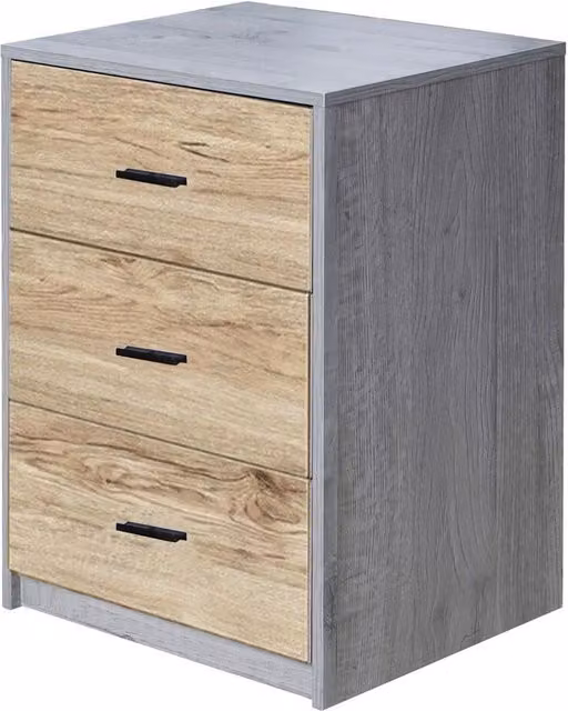 URBNLIVING Modern Grey Oak Bedside Cabinet