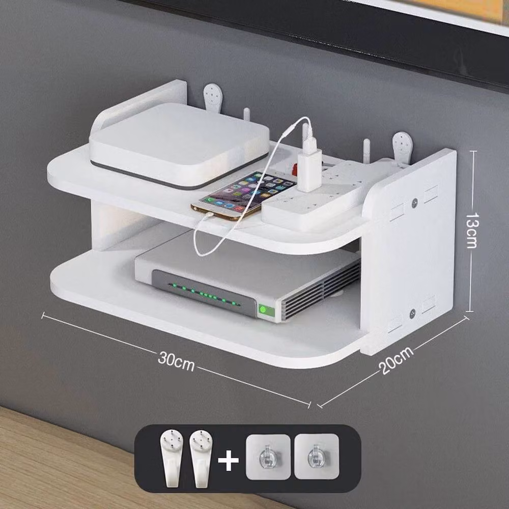SPETLEK 2 Tier Floating Wall Mount Shelf in White, Large – 2