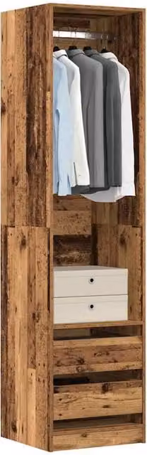 Berkfield Home Old Wood Wardrobe in Brown, W/D/H: 50 x 50 x 200 cm