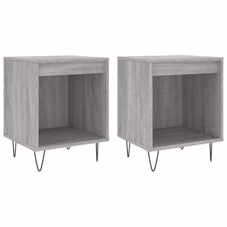Berkfield Home Set of 2 Grey Sonoma Bedside Cabinets in Engineered Wood, W: 40 cm, D: 35 cm, H: 50 cm