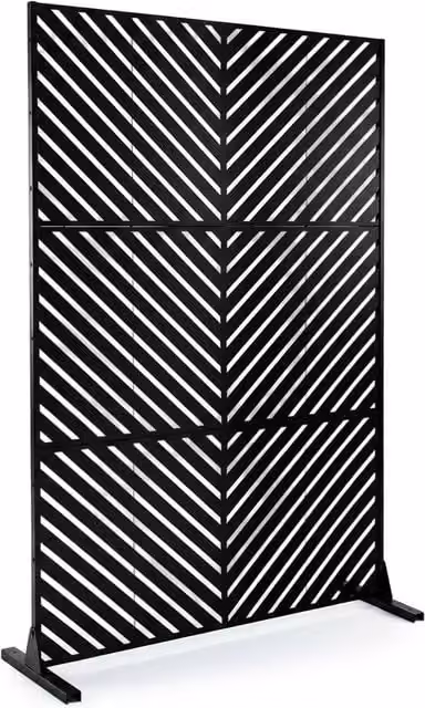 Costway Black Metal Privacy Screen Decorative Louvered Wall Divider, W/D/H: 120 x 40 x 183 cm