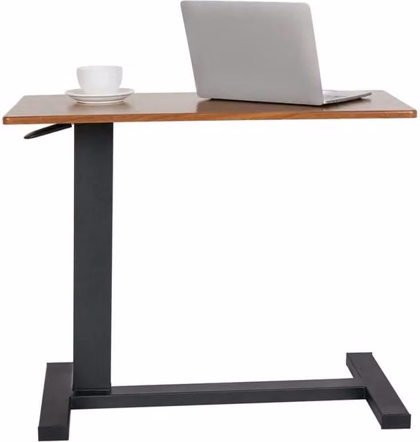 KORVIXA C-Shaped Side Table and Overbed Desk in Brown