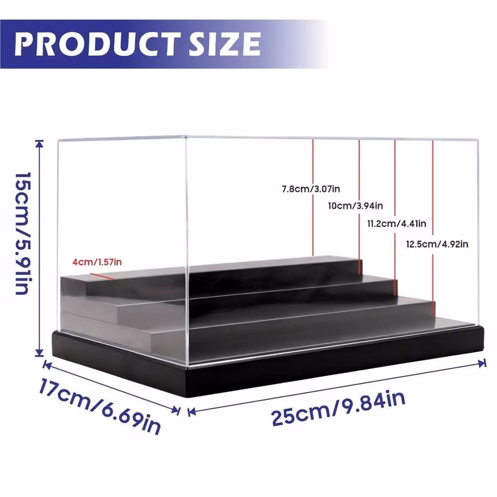 VOGREX Black and Transparent Acrylic Display Case Rectangular Dustproof Perspex Box for Figures – 2