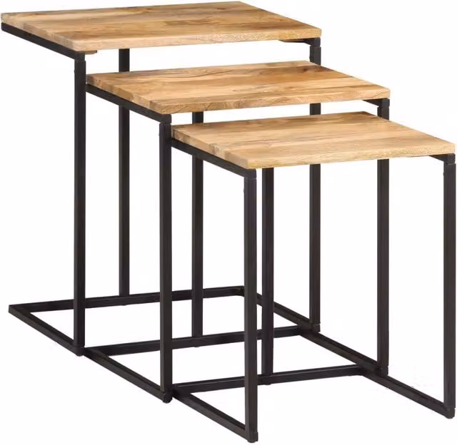 Berkfield Home 3-Piece Nesting Tables in Brown Solid Acacia Wood