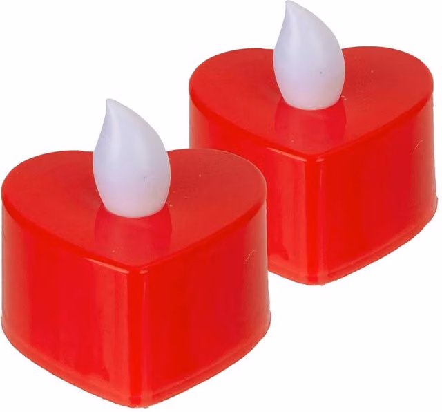VFM e-Store Heart Shaped Red Tea Light Candles, 2-Pack