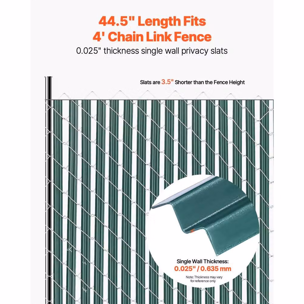 VEVOR Green High-Density Plastic Chain Link Fence Slats, Semi-Transparent, W/H: 113 x 121.92 cm – 4