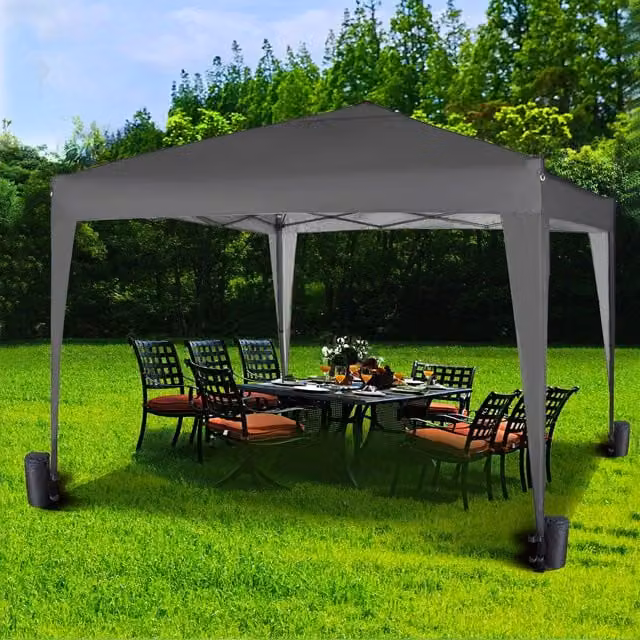 MCC Direct Pop Up Garden Party Tent Gazebo Marquee Canopy in Grey/Silver, W: 300 cm, D: 300 cm, H: 255.5 cm
