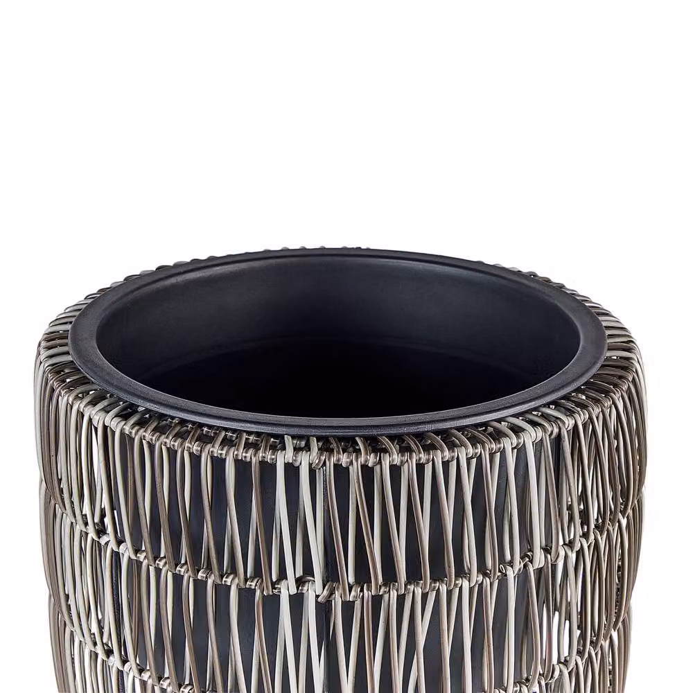 Wyld and Coco Brown Two-Pack PE Rattan Plant Pots with Plastic Inserts – 4