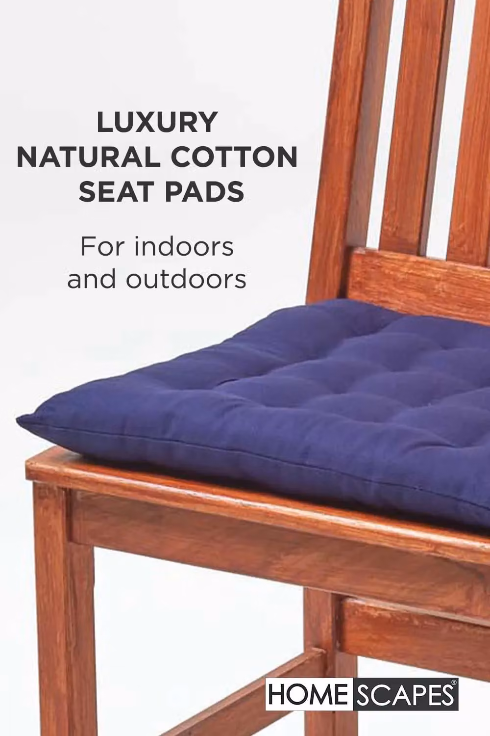 Homescapes Set of 4 Blue Quilted Cotton Seat Pads, W/D/H: 40 x 40 x 6.5 cm – 2